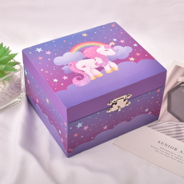 Unicorn - musikalisk smyckeskrin - lila - perfekt present till unga gi