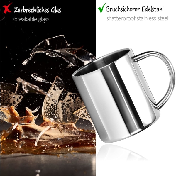 2 stk. Termoskrus i rustfritt stål - 300 ml per krus - dobbelvegget