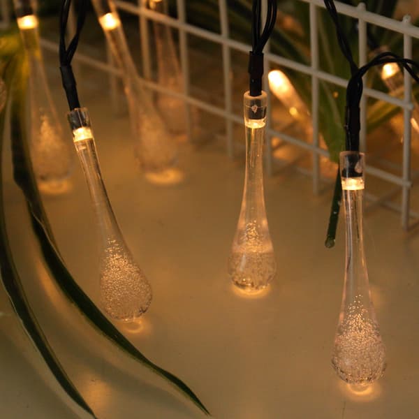 *Solcells LED Vattendrop String Ljus Bubbla Rund Pärla Gypsophila Ou*