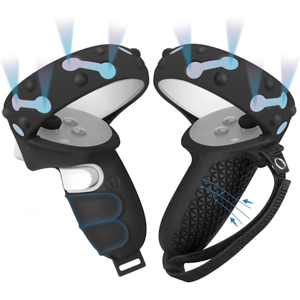 (Svart) Oculus Quest 2 Touch Controller Full Skyddande Omslag med