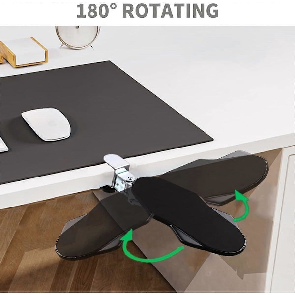 Ergonomiskt Armstöd för Skrivbord, 180° Roterbart Handledsstöd, Armbågsstöd Förlängning Skrivbord Justerbart Datorunderarmsstöd för Arbetsstudier, Svart