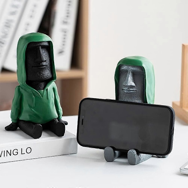 Påskeøya Moai Statue Dekor med Smartphone Stativ, Retro Figur