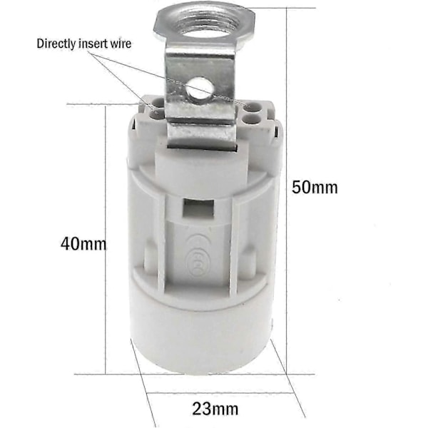 E14 flamlampssockel, termoplast, grå, SES 52mm hög, 1/8 IPS gänga 6-pack
