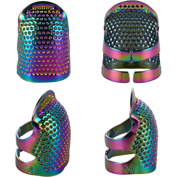 4-pack Glimmande Färgade Metall Finger Skydd för Sömnad, Justerbara