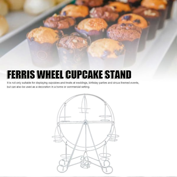 Pariserhjul Cupcake Stativ 8 Cupcakes Roterbar Rustfrit Stål Cupcake Holdere til Bryllup Fødselsdag Karneval Cirkus Tema Fest