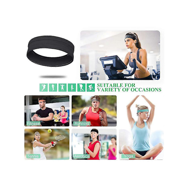 Sportpannband, yoga fitness löpning svettabsorberande pannband, 6 halkfria sportscarfar