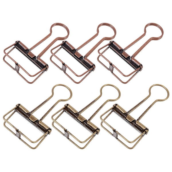 6 stk. Retro Clips Metal Regninger Papirer Organiseringsclips Kontorartikler (Assorteret Farve)