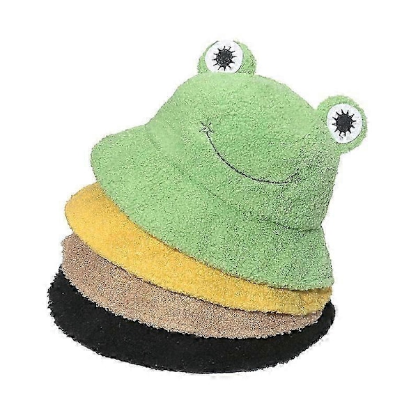 Hopfällbar varm plysch grodhatt för höst och vinter (grön) 1 styck