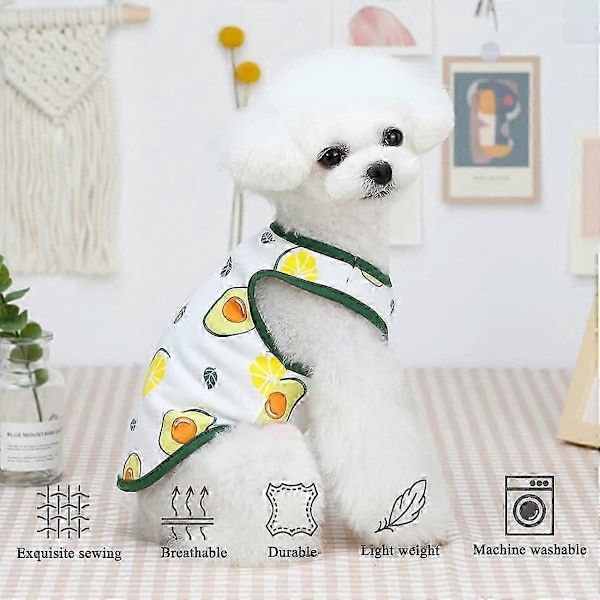 5-pack Hundtröjor Husdjur Pappa Mamma T-shirt Frukt Tryckt Söt Andningsbar Valp Tröja Sommar Mjuk Väst Kläder Mode Kläder Strandkläder för Liten D