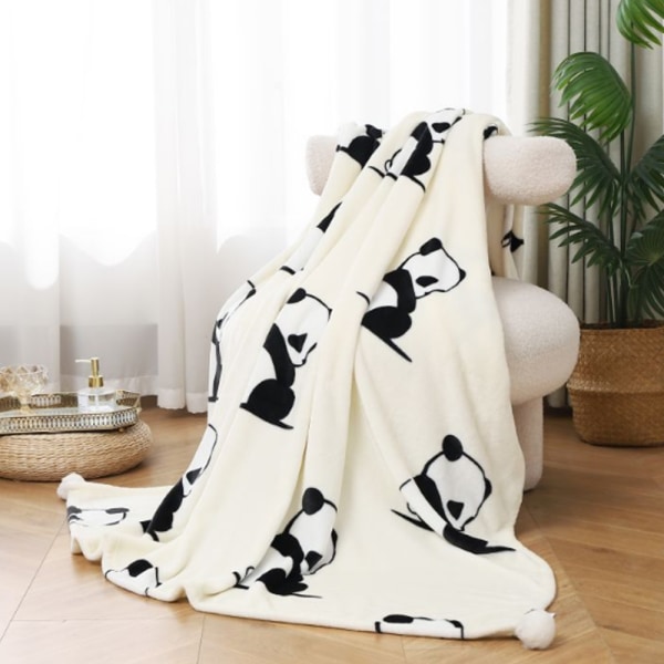 #Piirretty peitto, kaksinkertainen flanellipeitto, panda, 150*200cm#