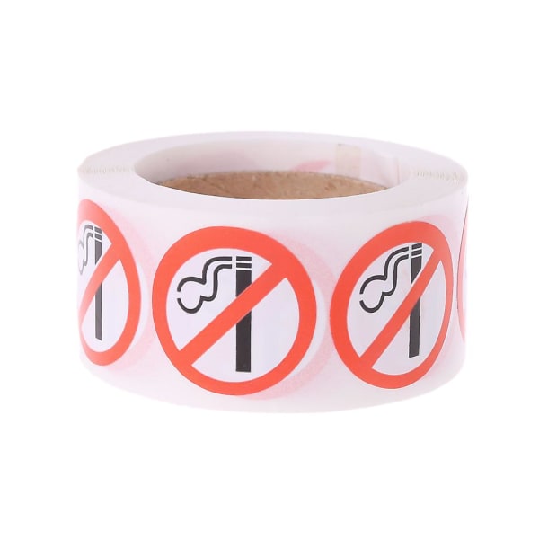 500st 1&quot; Inch No Smoking Warning Sticker Självhäftande etiketter rulle med logotyp rund D
