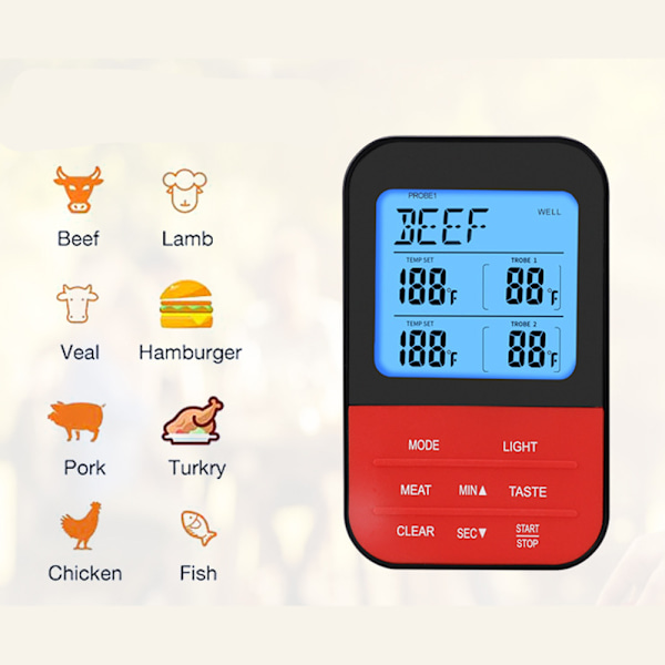 *Digital kötttermometer, trådlösa Bluetooth-grillprober, LCD-skärm för ugn, kök, grill*