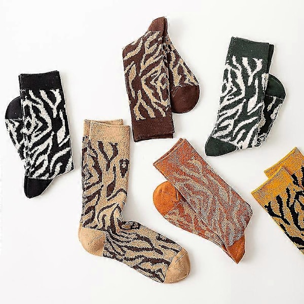2 stk. Sjove gaver Leopardgaver til kvinder, Nyhed Leopardstrømper Dyrestrømper (mørkegrønt leopardprint)