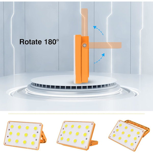 2 Pakker 60W Genopladelige LED-Overlygter 120 COB 4 Tilstande Solenergi