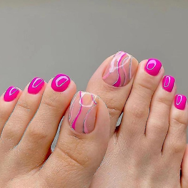 Rosaröda Tå Nagel Stickers Avtagbara Nageldekorationer Manikyr Nageldekorationer Nagelrustning