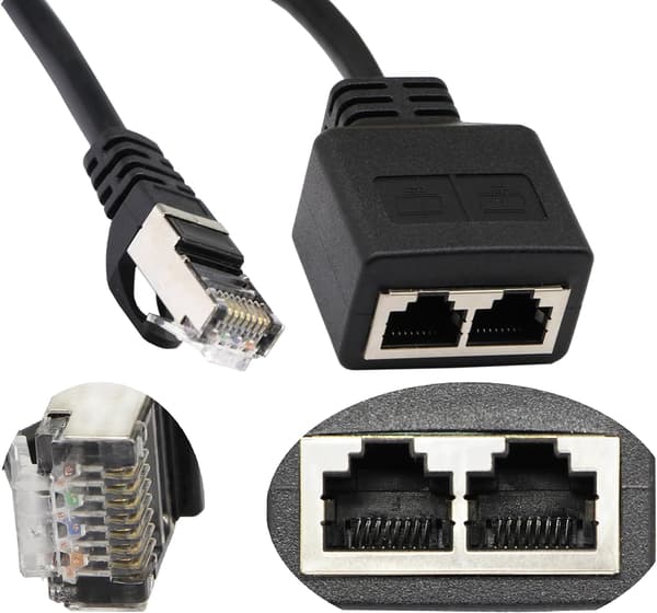 #RJ45 Han til 2 RJ45 Hun Netværk Y Splitter Kabel#