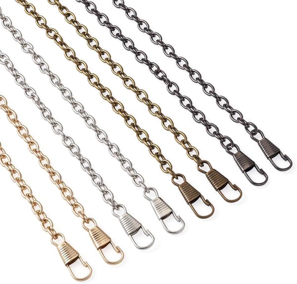 Set med 8 järnremmar 120 cm med metallspänne för handväskor, handväskor