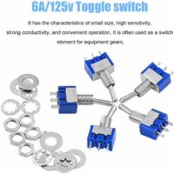 10 st AC 125V 6A 3-stifts Mini Rocker Switch 2-läges för Arduino