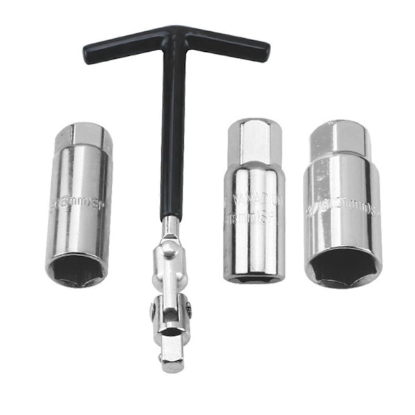 Universell 16mm/18mm/21mm Tändstiftsnyckelsats med T-handtag för Bil Motorcykel Motorbåt
