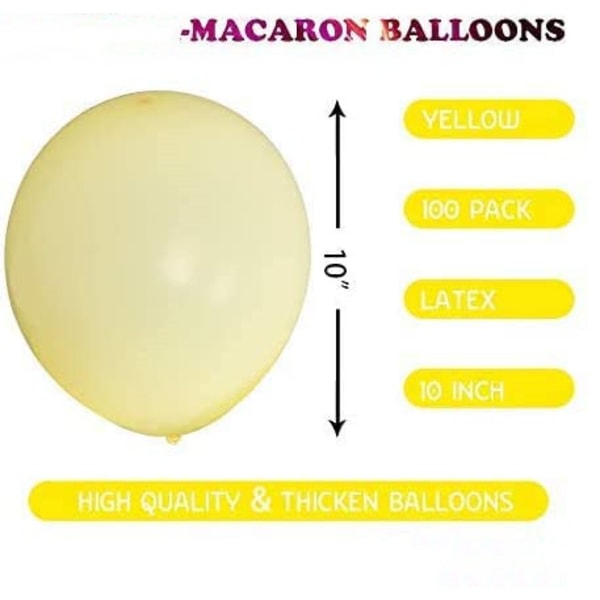 #100st Pastellgul ballong 10 tums macaron latexballong och ballong för festtillbehör för dekoration Födelsedagsfest Ceremoni Bröllop#