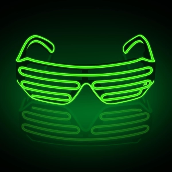 (Vaaleanvihreä) Neon Rave -lasit El Wire -vilkkuvat LED-aurinkolasit L