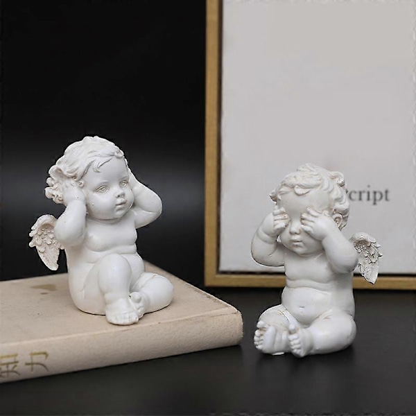 Sæt med 3 Keruber Engle Resin Have Statue Figur, Indendørs Udendørs