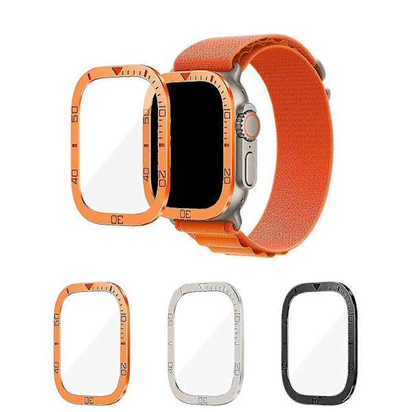 Ultratydligt klockhärdat glasskydd med metallram, tidsskalramskydd för iWatch 8
