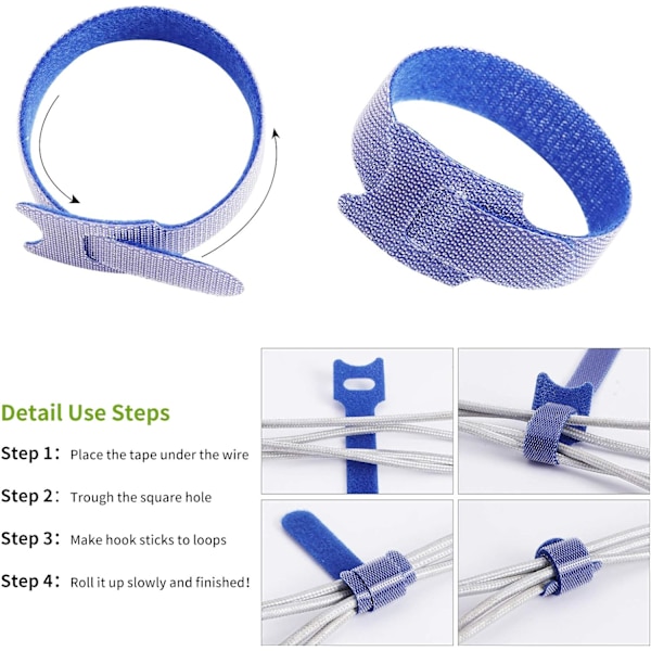*100 stk. gjenbrukbare kabelbindere i nylon med mikrofiberlås*