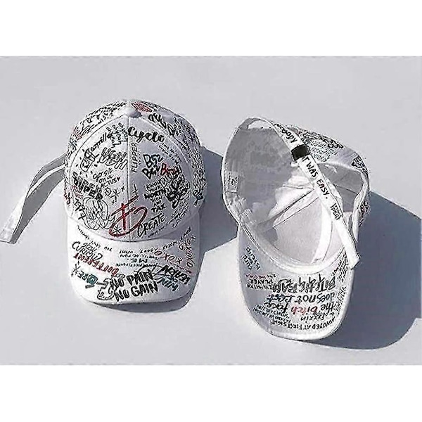Unisex Graffiti Justerbar Baseball Kasket Bomuld Hip Hop Snapback Hatte til Mænd og Kvinder Hvid