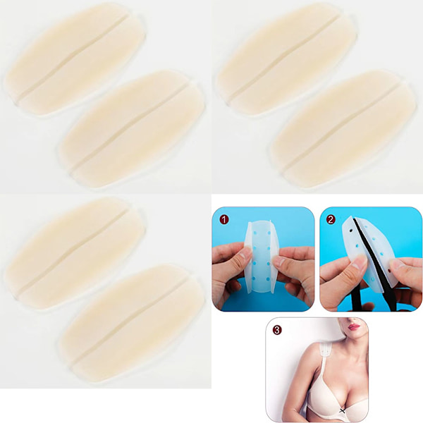6 stk./3 par (farve) Anti-Slip Pads til Bh-stropper, Silikon Bh