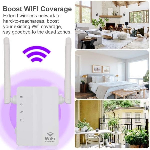2 stk. WiFi Repeater 300Mb, WiFi Booster Trådløs Udvidelse Ampl