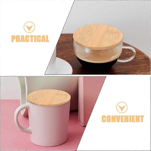 2 st Kopplock Multifunktionella Kopp Bambuskydd Universella Mugg Lock Mugg Naturliga Lock