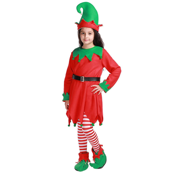 Jul Cosplay-kostym för barn i klassisk stil Green Elf Cosplay-klänning till julfest Cosplay-tillbehör E S