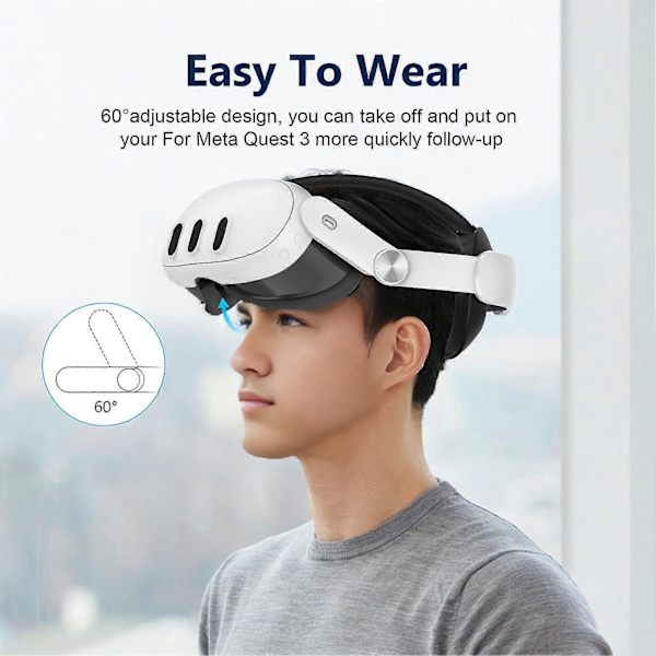 VR-hodesett hodestropp justerbar komfortabel passform forbedret støtte trykkfri VR-briller hodestropp erstatning for Meta Quest 3