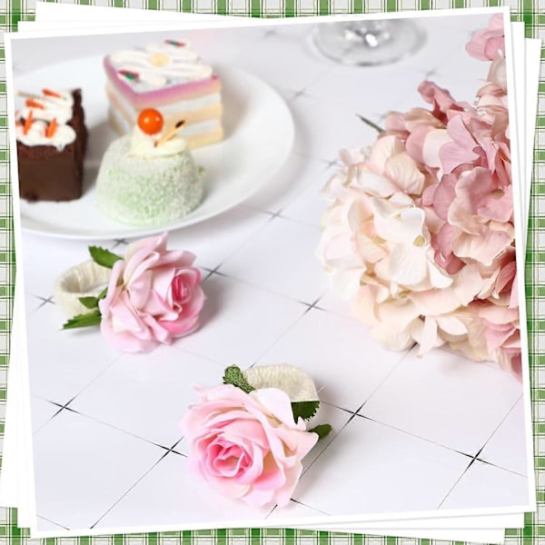 6 stk. Håndlavede Champagne Rose Servietringe til Hjemmet, Køkkenet, Spisestuen, Middagsselskaber, Frokoster, Pink