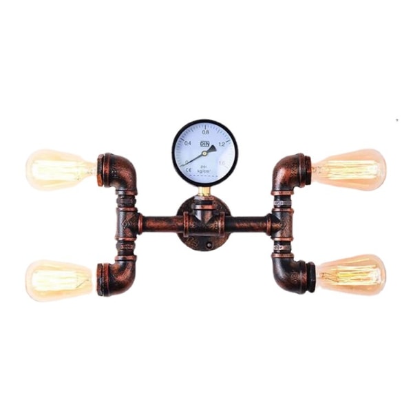 *Retro industriell vegglampe metall vannrør 4 E27 sokler kreativ*