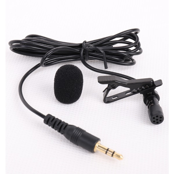 /#/2PCS PC-mikrofon 3,5 mm Jack Audio med klips og lodden vindskjerm 2m Mini Lavalier-mikrofon Intervju Kondensator for Skype iPhone Android/#/