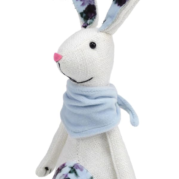 Cute Easter Stuffed Bunny for Doll with Scarf Floral Pattern Cloth Dolls Toy Gift