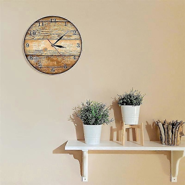 Väggklocka, trä, 100% tyst utan tickande, diameter 33 cm, design, för vardagsrum, sovrum och kök