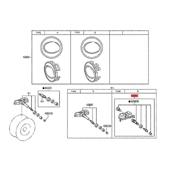 Bil 315Mhz TPMS Däcktrycksövervakningssystem för Es Rx PMV-E000 42607-02050 PMV-E000