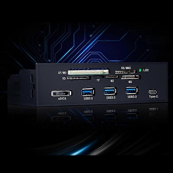 Multi-Port PC Frontpanel Internt USB3.0 eSATA Type-C TF SD Kortlæser Hub