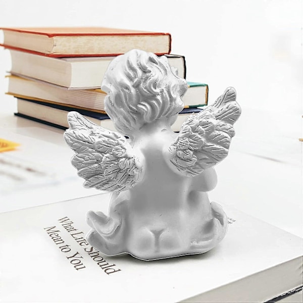 Resin Engel Figur Engel Statue Skrivebordsdekoration Ornament Til Kontor Butik Hjem Hvid