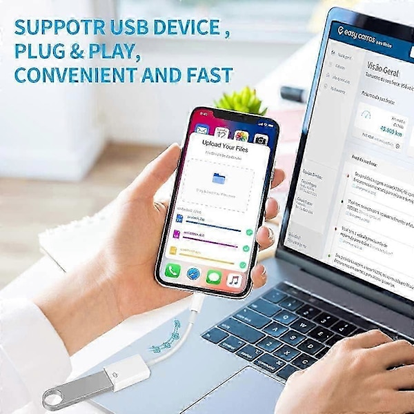 Lightning till USB-kameraadapter, USB 3.0 OTG Data Sync-kabeladapter Kompatibel med iPhone/iPad, USB Hona Stöder Anslutning av Kortläsare, USB-minne, Tangentbord