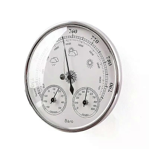 Dial Termometer Hygrometer med 130mm Termometer Hygrometer og Atmosfærisk Tryk Barometer Termometer Hygrometer med Ramme