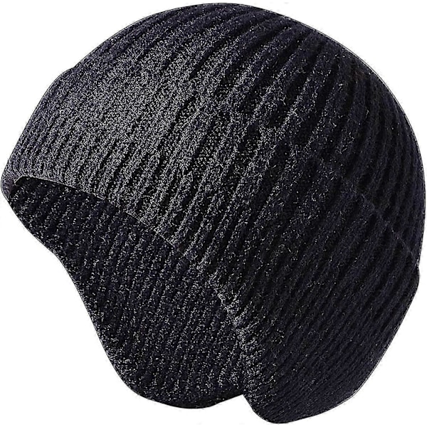 Strikket hue til mænd, øreklap, vinterhuer til kvinder, uldhue til mænd, varm skull cap, slouchy med ørevarmere