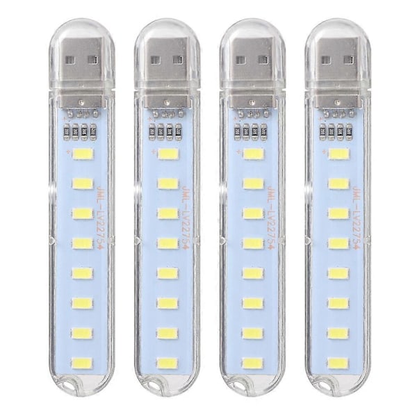 4 stk. LED Natlys 8-LED Kreativ Mini Bordlampe Læselampe Tilbehør