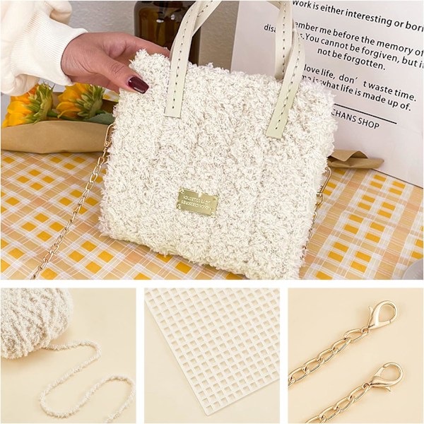 /#/18 st beige DIY stickning virka väskor kit, handgjord vävd väska/#/