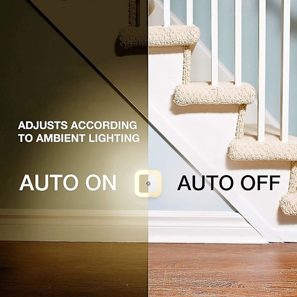WABJTAM LED Natlampe Plug-in [6 Pakke] Smart Skumring til Daggry Sensor, Automatiske Natlamper, Egnet til Soveværelse, Badeværelse, Toilet, Trapper, Køkken, H