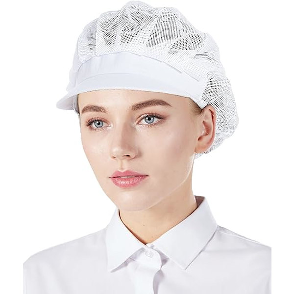 3 Pakkaa Verkkokokkiberettejä - Valkoinen, Unisex Keittiöhatut Verkolla, W