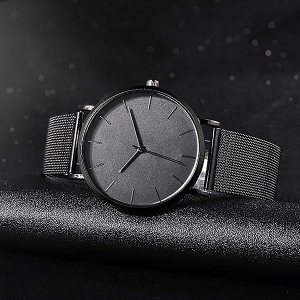 #Svart Minimalistisk Herrar Analog Kvartsur#